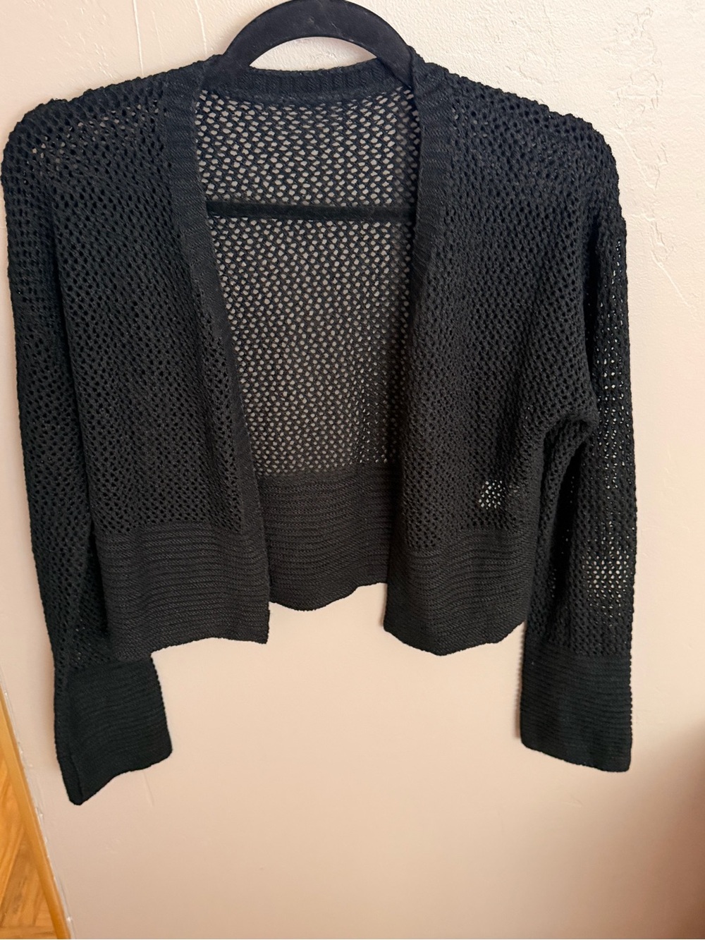 New!‎ Black Open-Knit Women’s Cardigan Sweater - Classic Lightweight Layer #528